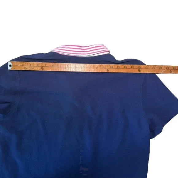 Polo Ralph Lauren Polo Classic Fit Blue Short Sleeve Mens XL Pink Stripe Collar - Picture 12 of 12